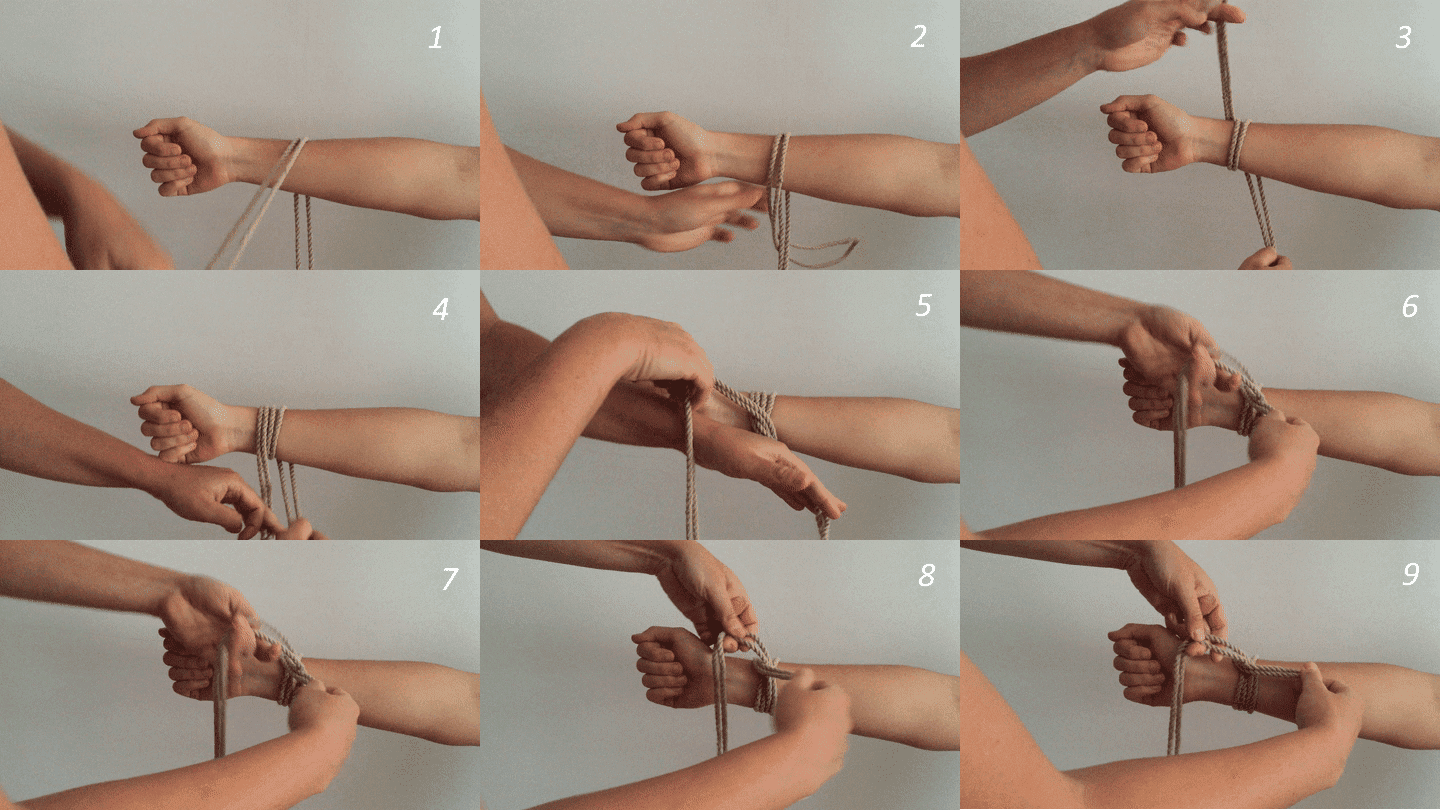 Atadura de columna simple en 9 pasos, la atadura básica del Shibari.